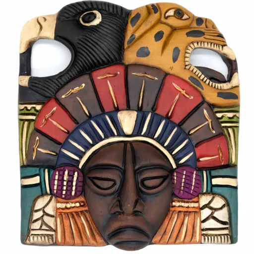 Eagle and Jaguar Headdress Ceramic Wall Mask
