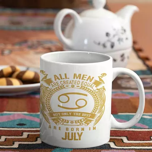 custom birthday mug for men. Personalised unique gift with birth month