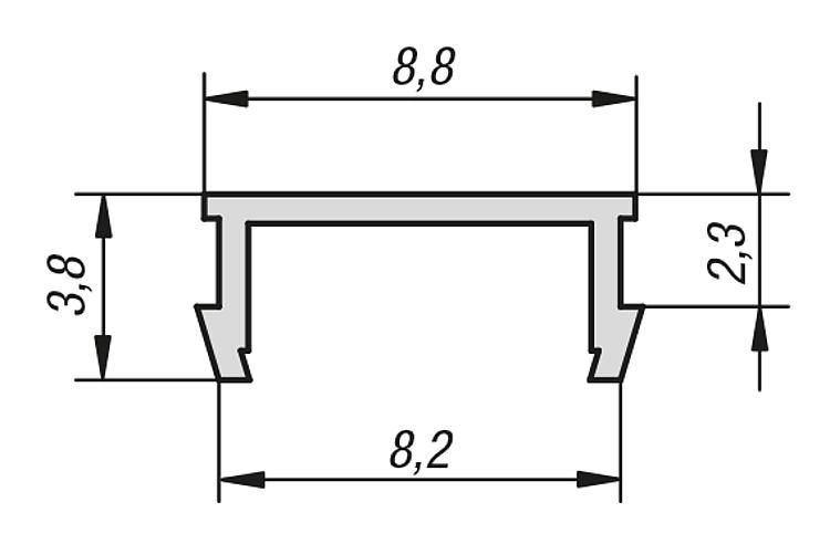 Profile Cover. 8mm Slot Width. Plastic.