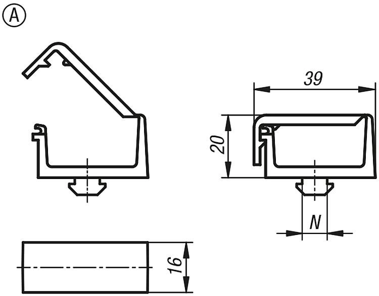 Cable Clip With T Slot. 8mm Slot Width. Form A. Type I. Plastic.