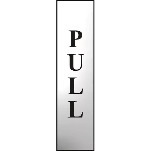 ASEC `Pull` 200mm x 50mm Chrome Self Adhesive Sign