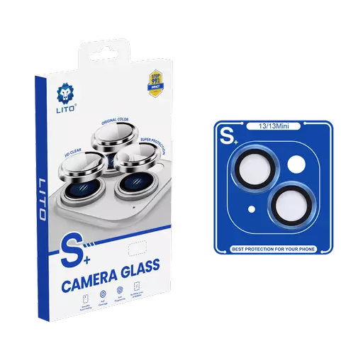 Lito - Camera Ring Glass & Easy Install Applicator for iPhone 13 Mini & iPhone 13 - Blue
