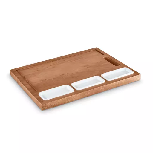 Multi-Purpose Chopping Board with Ceramic Bowls