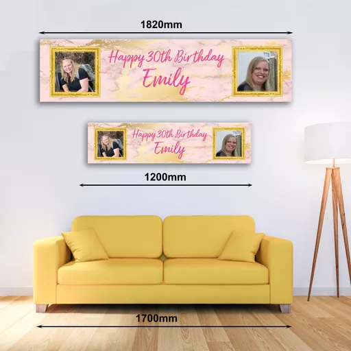 Personalised Banner -  Rose Gold Banner with Photo