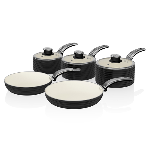 Swan Black Retro 5 Piece Pan Set