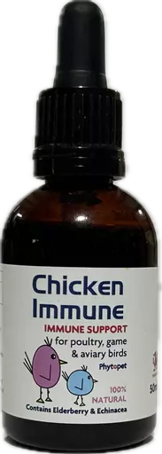 phytopet chicken immune dropper bottle with a plain backround