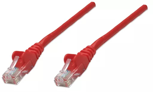 Intellinet Network Patch Cable, Cat5e, 0.5m, Red, CCA, U/UTP, PVC, RJ45, Gold Plated Contacts, Snagless, Booted, Lifetime Warranty, Polybag