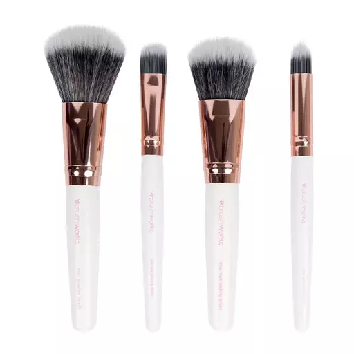 Brushworks White & Gold Travel Makeup Brush Set