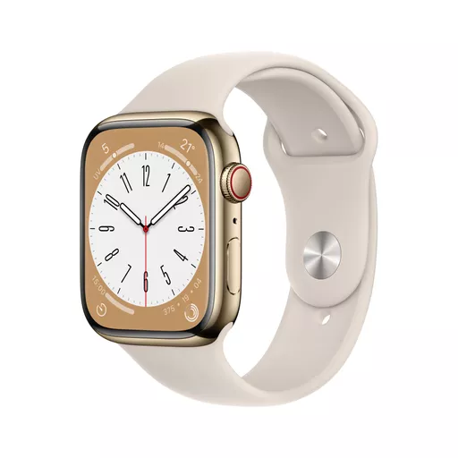 Apple Watch Series 8 OLED 45 mm Digital 396 x 484 pixels Touchscreen 4G Gold Wi-Fi GPS (satellite)