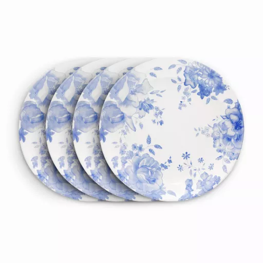 Blue Floral Dinner Plate Set