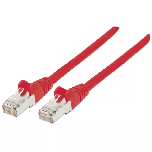 Intellinet Network Patch Cable, Cat6A, 1m, Red, Copper, S/FTP, LSOH / LSZH, PVC, RJ45, Gold Plated Contacts, Snagless, Booted, Lifetime Warranty, Polybag