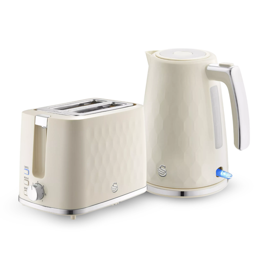 Swan Cream Hexton Collection 1.7L Jug Kettle & 2 Slice Toaster Bundle