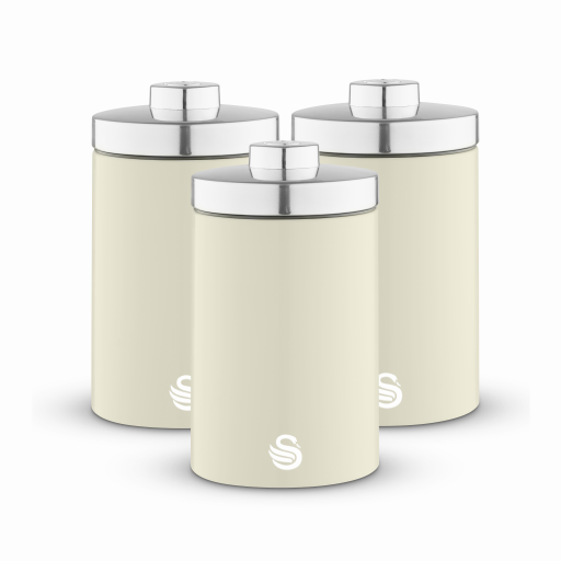 Swan Cream Townhouse Set Of 3 Canisters