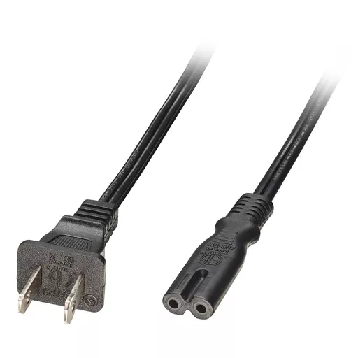 Lindy 2m US 2 Pin Polarised Plug to IEC C7 Mains Power Cable, Black