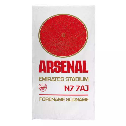 Arsenal FC Map White Beach Towel
