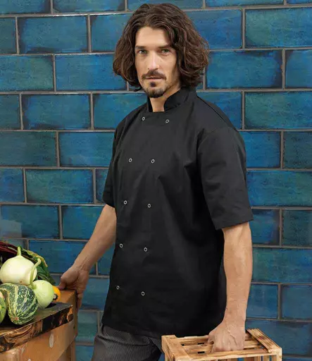 Premier Unisex Short Sleeve Stud Front Chef's Jacket