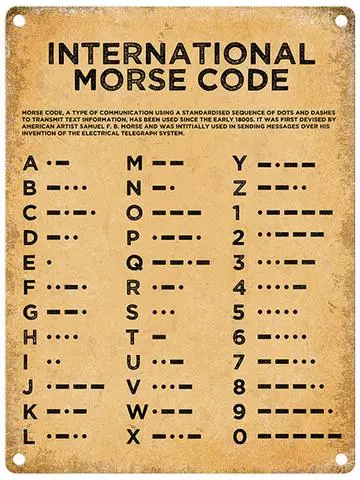 Morse Code Metal Sign