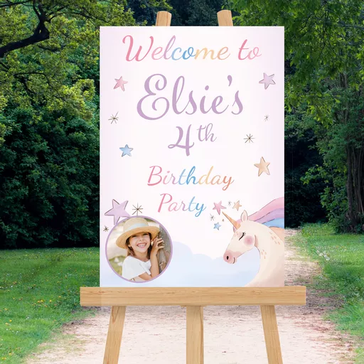 Personalised Unicorn Photo Birthday Welcome Sign