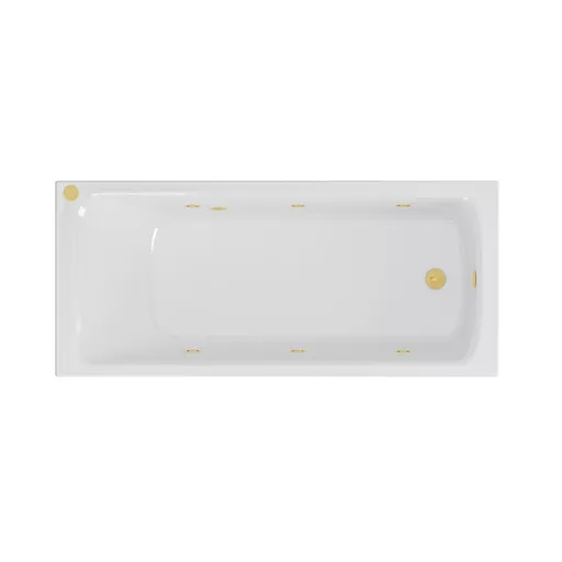 Portland 1700 x 700 x 440mm Single Ended (SE) 6 Jet Beauforte Whirlpool Bath - Brushed Brass