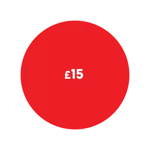 Pricing Label - £15 Pricing Labels 20mm - 21 Labels Per Sheet