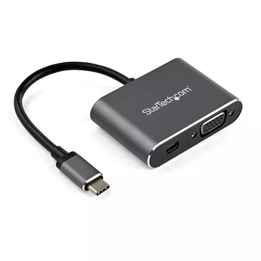 StarTech.com USB C Multiport Video Adapter - USB-C to 4K 60Hz Mini DisplayPort 1.2 or 1080p VGA Monitor Adapter - USB Type-C 2-in-1 MDP HBR2 HDR/VGA Display Converter - TB3 Compatible