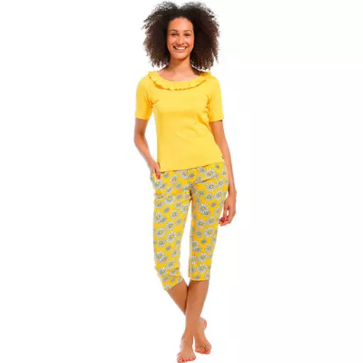 Rebelle Sun Flower pyjama set on model 2.jpg