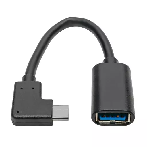 Tripp Lite U428-06N-F-CRA USB-C to USB-A Adapter (M/F), Right-Angle C, USB 3.2 Gen 1 (5 Gbps), Thunderbolt 3 Compatible, 6-in. (15.24 cm)