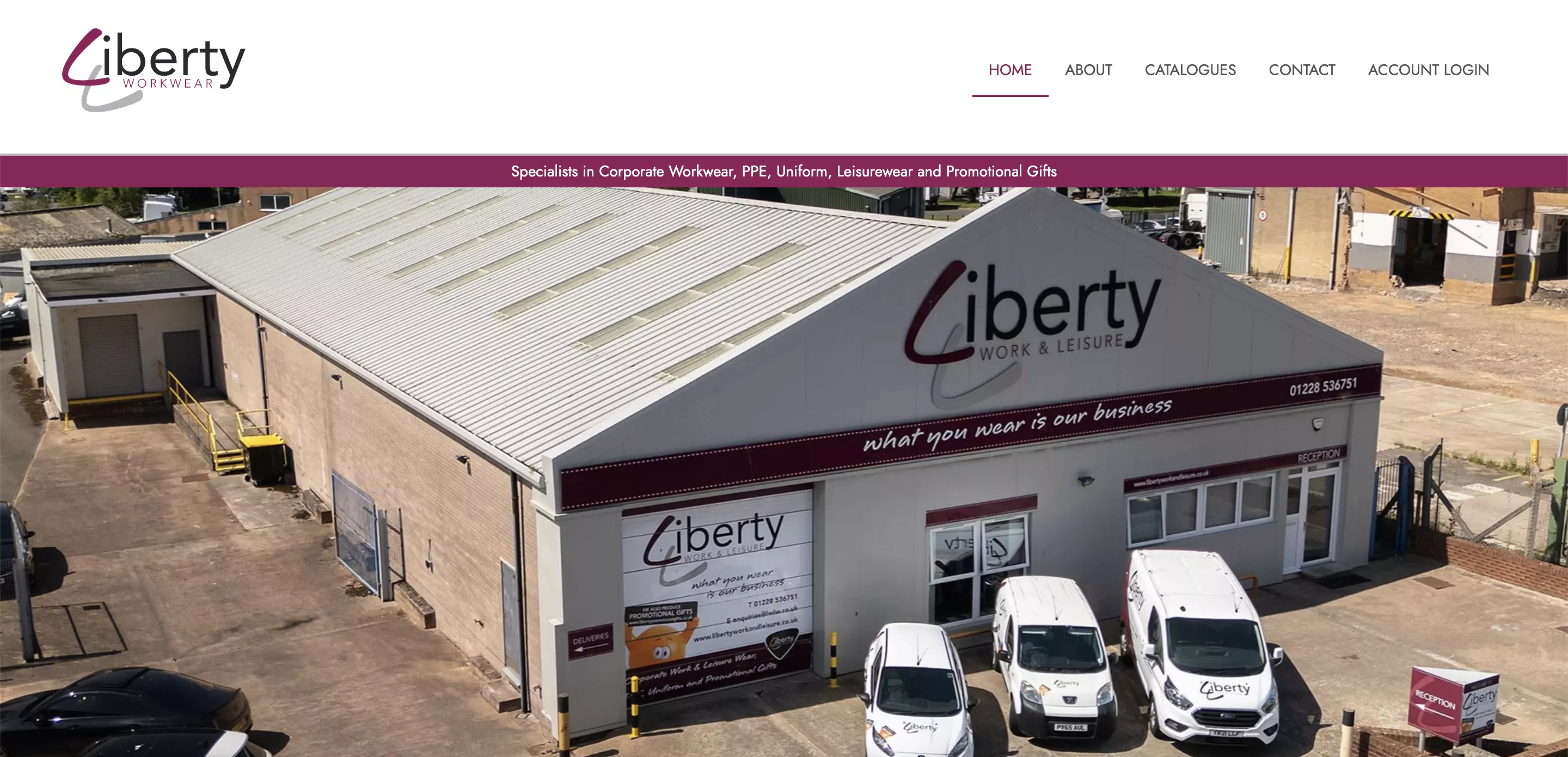 Screenshot of the Liberty Workwear Website Homepage