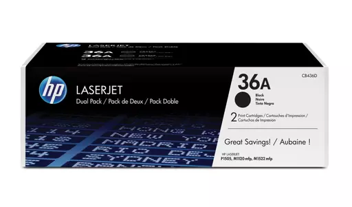 HP CB436AD/36A Toner cartridge black twin pack, 2x2K pages/5% Pack=2 for HP LaserJet P 1505