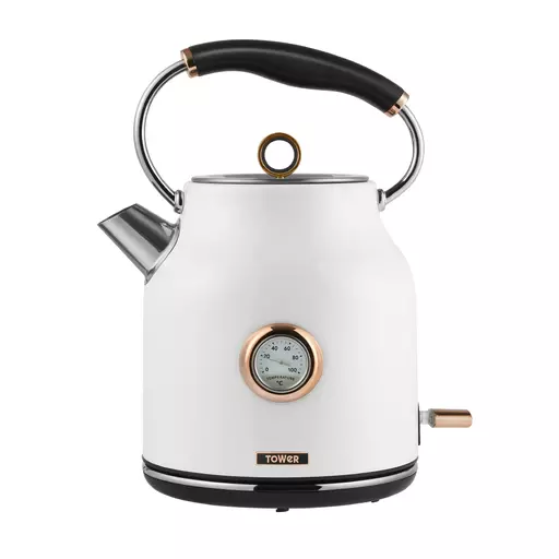 TOWER Rose Gold White MANUAL Microwave, 1.7L Quiet Boil Kettle & 4