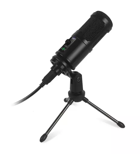 Varr Gaming USB Microphone, Tripod Stand Y Pop Filter Set, Microphone sensitivity 25m V/Pa (-36dB±2dB), Optimal sound distance 150 to 300mm max, 45° degree, USB-A to USB-B 1.5m cable included (USB-B input into microphone)