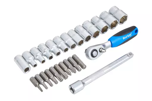 25 PCE 1/4" Ratchet, Socket and Bit Set (4-13mm) (T10-T40)
