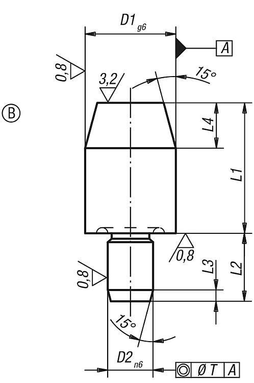 Locating Pin. Cylindrival. 6mm Pad Diameter. 7mm High. Hardened Steel.