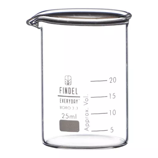 Findel Everyday Glass Beakers, Squat Form - 25ml - Pack of 12