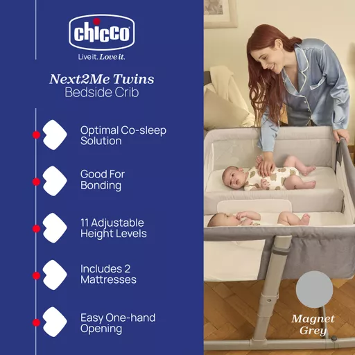 Chicco Next2me Twins Bedside Crib Cribs Chicco