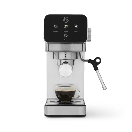 Swan Stainless Steel Digital One-Touch Mini Espresso Machine With Milk Frother