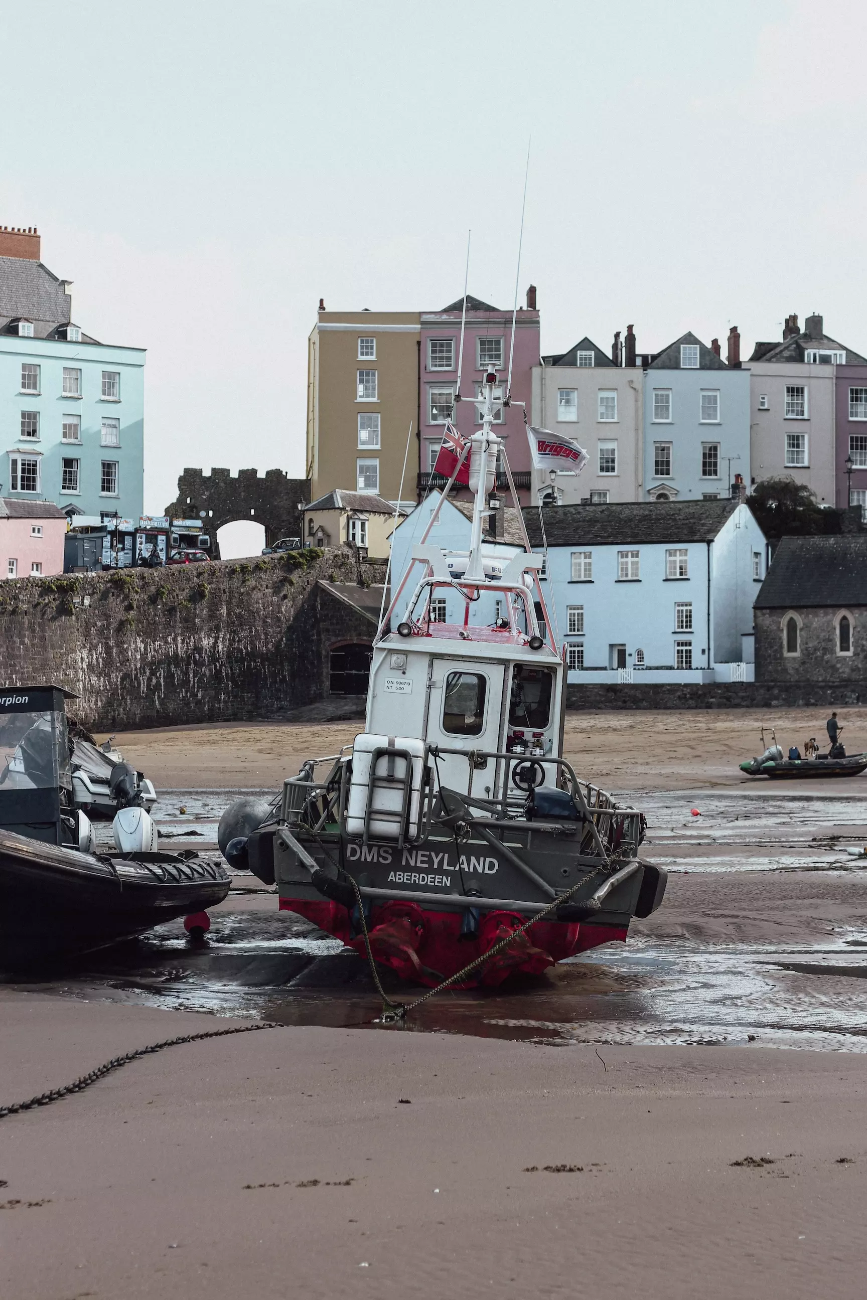 Boat washed up on Tenby beach