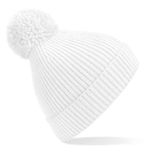 Engineered Knit Ribbed Pom Pom Beanie