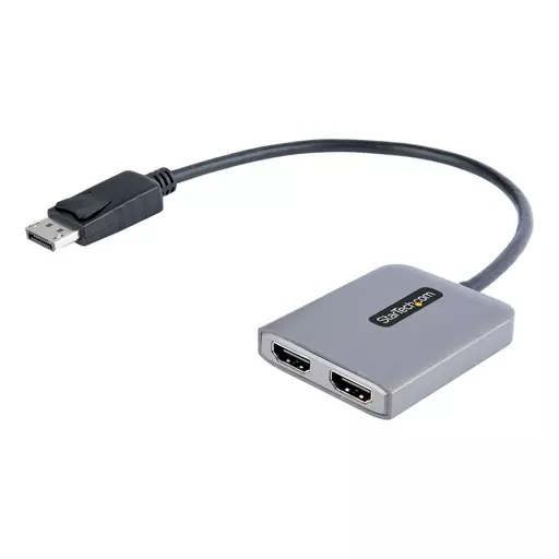 StarTech.com DP to Dual HDMI MST HUB - Dual HDMI 4K 60Hz - DisplayPort Multi Monitor Adapter with 1ft / 30cm cable - DP 1.4 Multi Stream Transport Hub, DSC | HBR3 - DP to HDMI Splitter