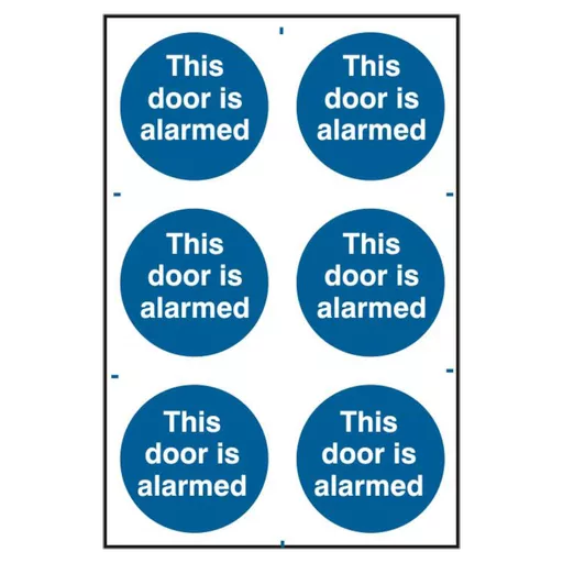 ASEC `This Door Is Alarmed` 200mm x 300mm PVC Self Adhesive Sign
