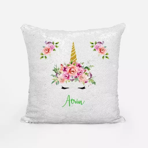 Personalised Sequin Magic Cushion For Him – Custom Initial & Name Gift