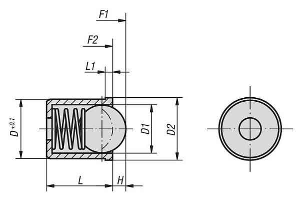 Spring Plunger. 4mm Hole Diameter. 5mm Long. 3mm Ball Diameter. 3N Spring Force. Plastic.