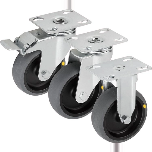 K1760 - Heavy Duty Swivel and Fixed Castors With Solid Rubber Tyres