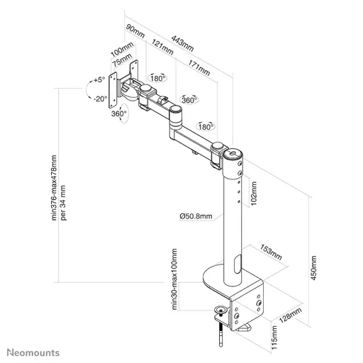 Neomounts monitor arm desk mount for curved screens