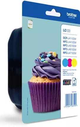 Brother LC-123RBWBP Ink cartridge multi pack C,M,Y, 3x600 pages ISO/IEC 24711 Pack=3 for Brother DCP-J 132/MFC-J 4510/MFC-J 6920