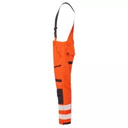 SYS810-ON-System-Hi-Vis-Eco-Orange-Navy-Thermal-Waterproof-Trouser-with-Shoulder-Straps-Left With Segmented Tape.png