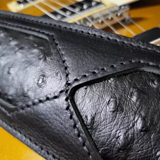 GS59 black ostrich guitar strap 182052.jpg