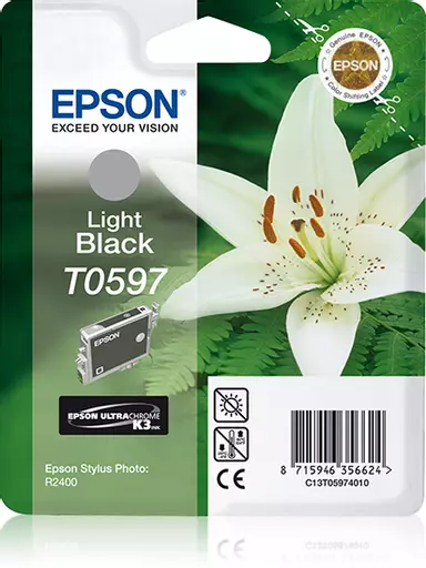 Epson C13T05974010/T0597 Ink cartridge light black, 520 pages 13ml for Epson Stylus Photo R 2400