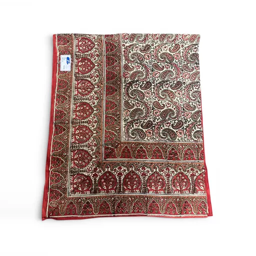 Traditional Hand-Block Printed Cotton Paisley Floral Tapestry Tablecloth