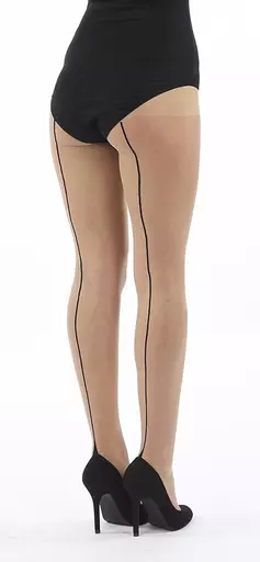 Nude Tights With Black Seam Sizes 8-22